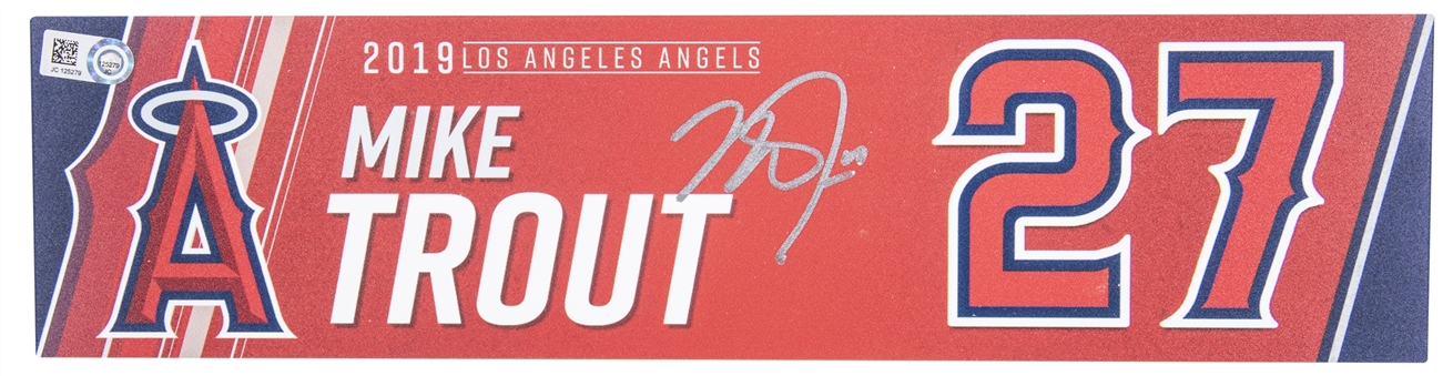 2019 Mike Trout Game Used & Signed Los Angeles Angels Locker Name Plate (MLB Authenticated)